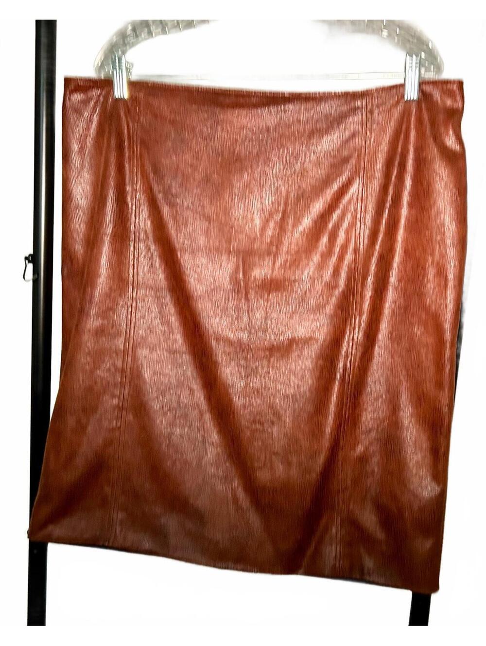 Chico’s plus sizeXL Brown Faux Leather Snakeskin Pencil Skirt Textured Back Slit